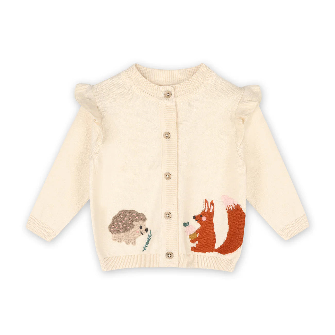 Woodland Animal Jacquard Baby Button Cardigan Sweater