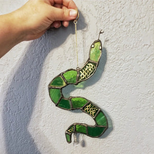 Stained Glass Hanging  Snake Suncatcher