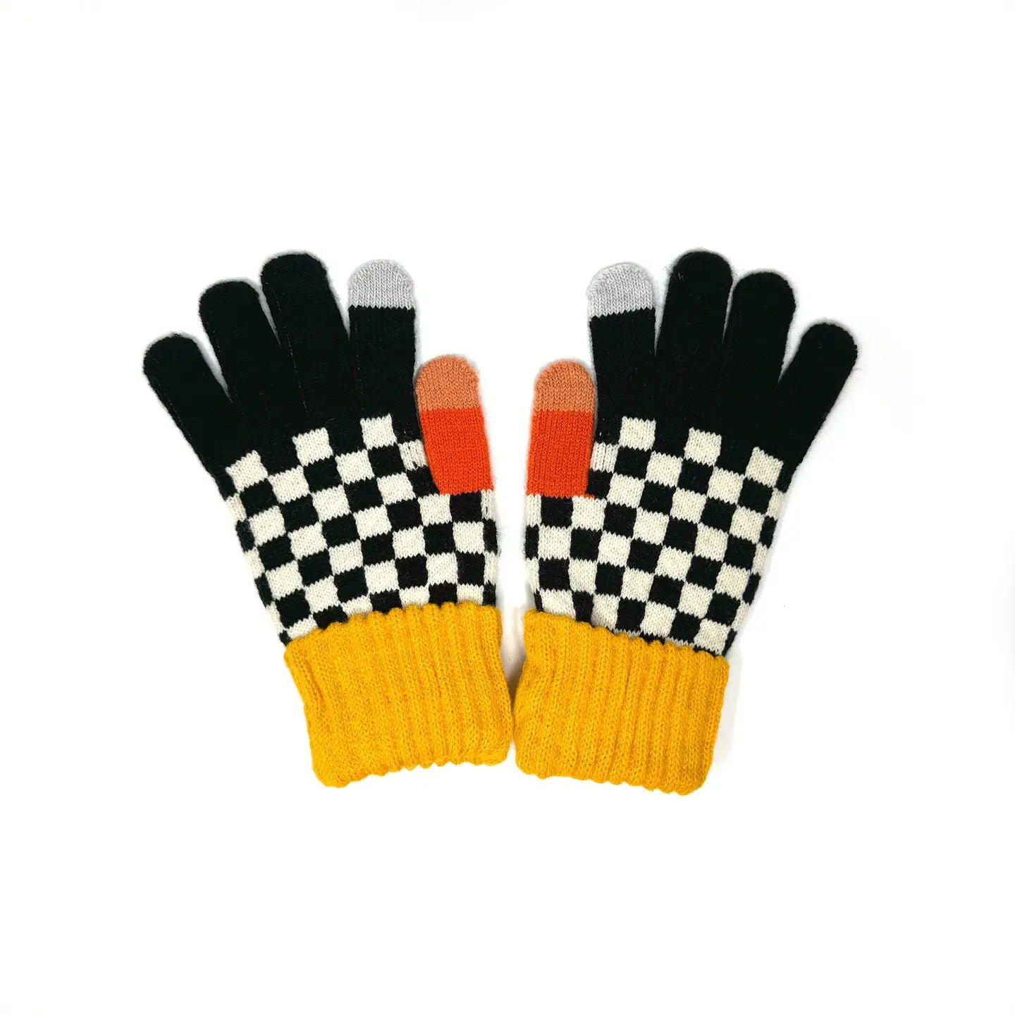 Checkered and Color Blocked Touchscreen Gloves