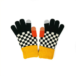 Checkered and Color Blocked Touchscreen Gloves