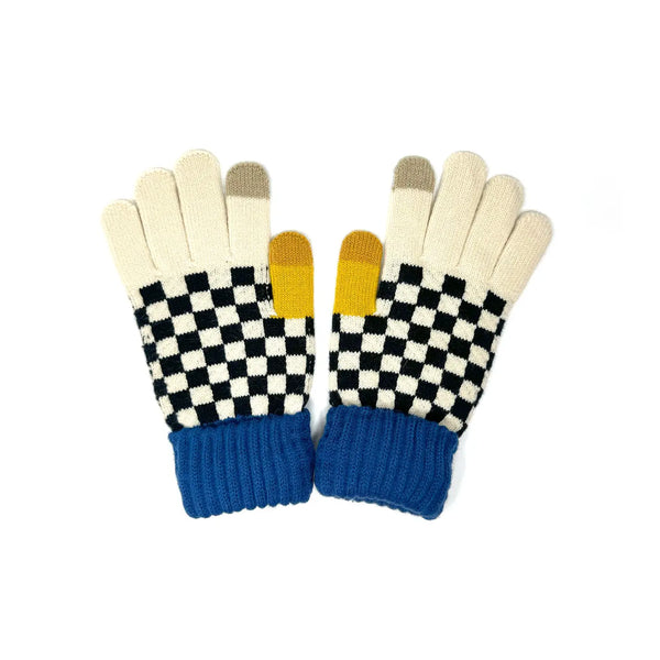 Checkered and Color Blocked Touchscreen Gloves