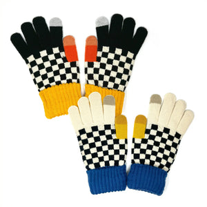 Checkered and Color Blocked Touchscreen Gloves