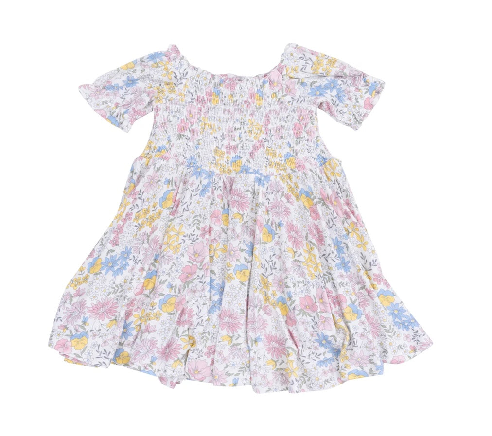 Viola Floral Puff Sleeve Smocked Dress with Bloomers