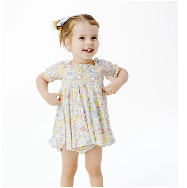 Viola Floral Puff Sleeve Smocked Dress with Bloomers
