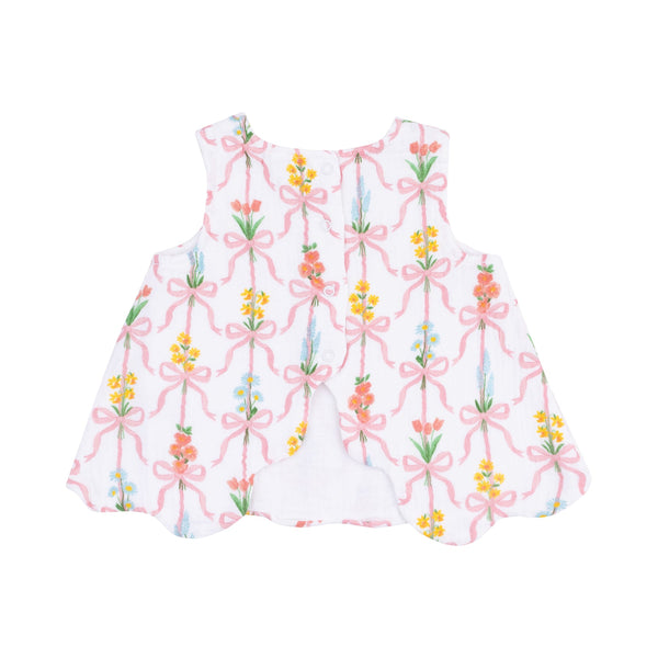 Ribbon Bouquets scallop open back top