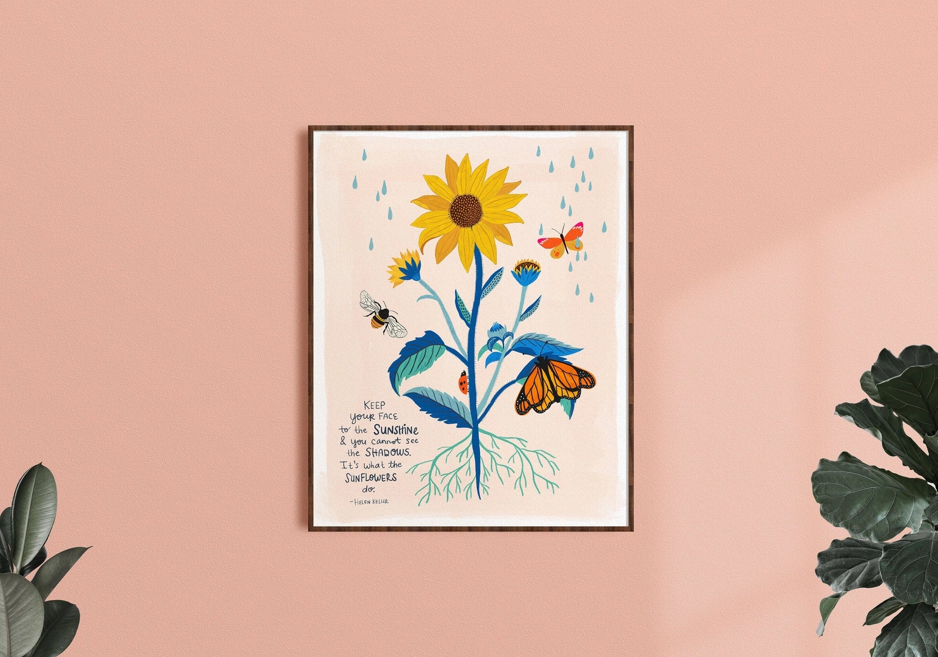 Sunflowers quote Art Print