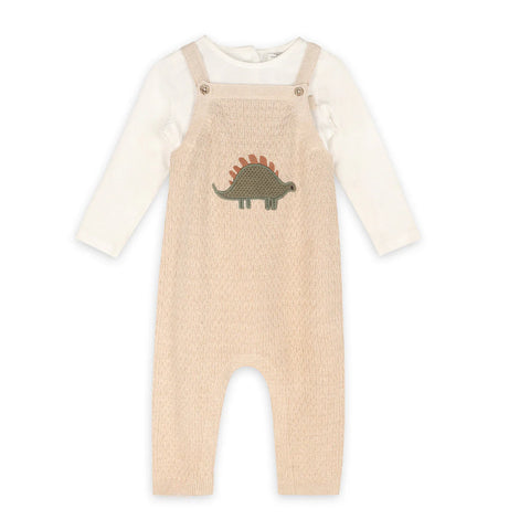 Dino Appliqué Knit Overall Set