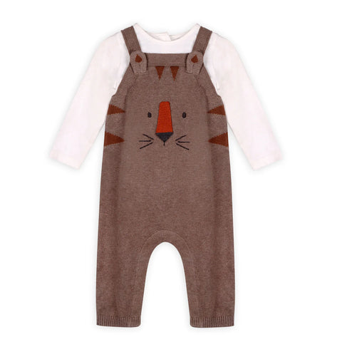 Tiger Jaquard Knit Overall Set