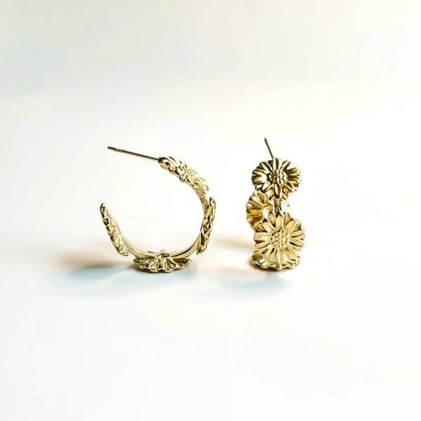 Van Gogh Sunflower Hoop Earrings