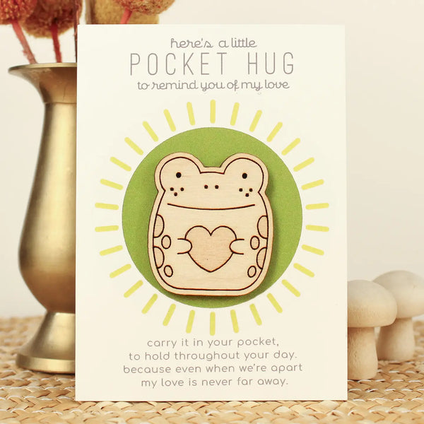Wooden Pocket Hug. Thinking of You Token.