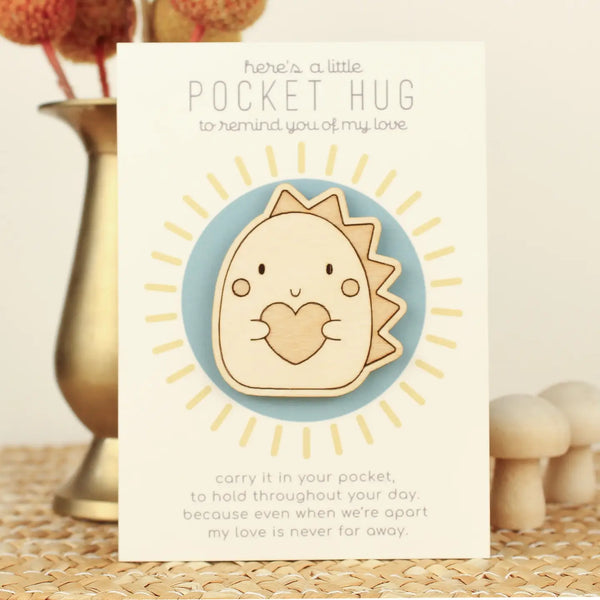 Wooden Pocket Hug. Thinking of You Token.