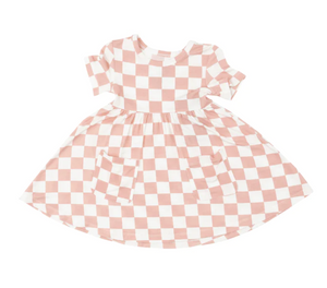 Pink Checkerboard Twirly Dress