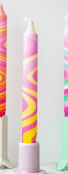 Marbled Taper Candles - Neon