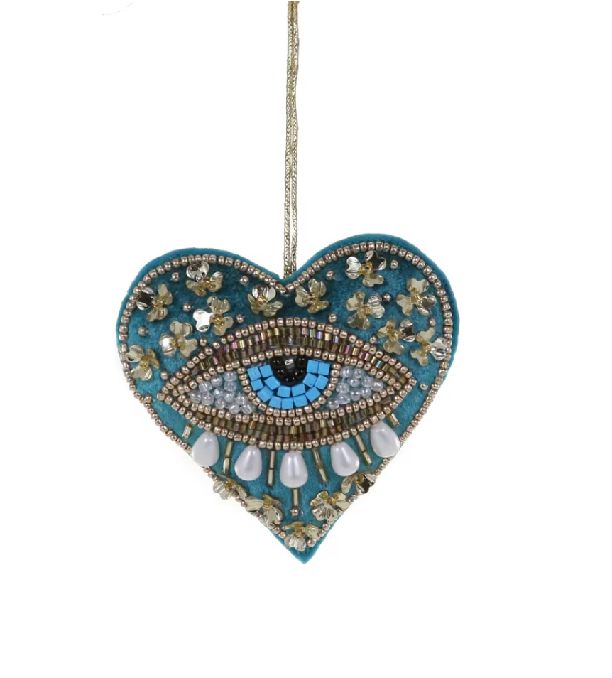 Beaded Heart Eye Ornament