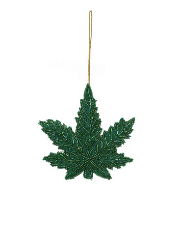 Beaded Weed Leaf Ornament