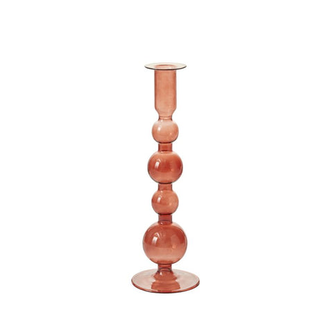 Red Glass Candlestick Holder