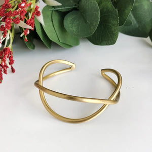 Reflective Braided Gold Cuff Bracelet