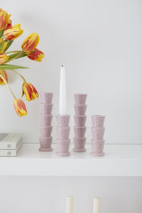 Purple Ribbed Candlestick Holder