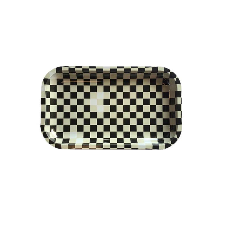 Black and White Checker Medium Tray