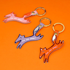 For Fox Sake! Leather Keychain - Pink