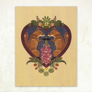 Fox Heart Wood Print