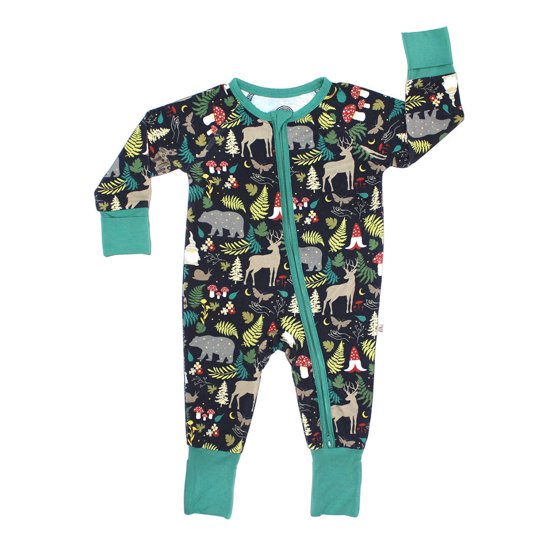 Night Forest Bamboo Footie Pajamas