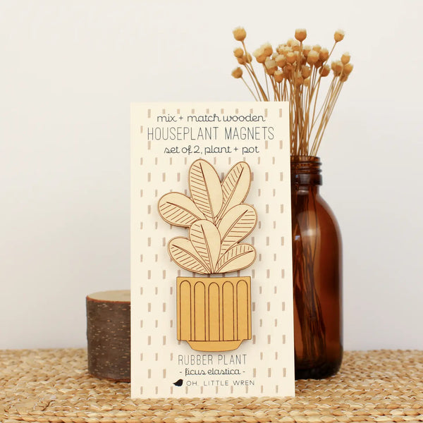 Houseplant Wooden Magnets - Set of 2