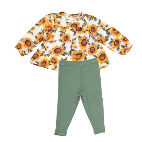 Sunflower Side Ruffle Dress and Leggings