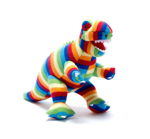 Rainbow Knitted T-Rex Plushie