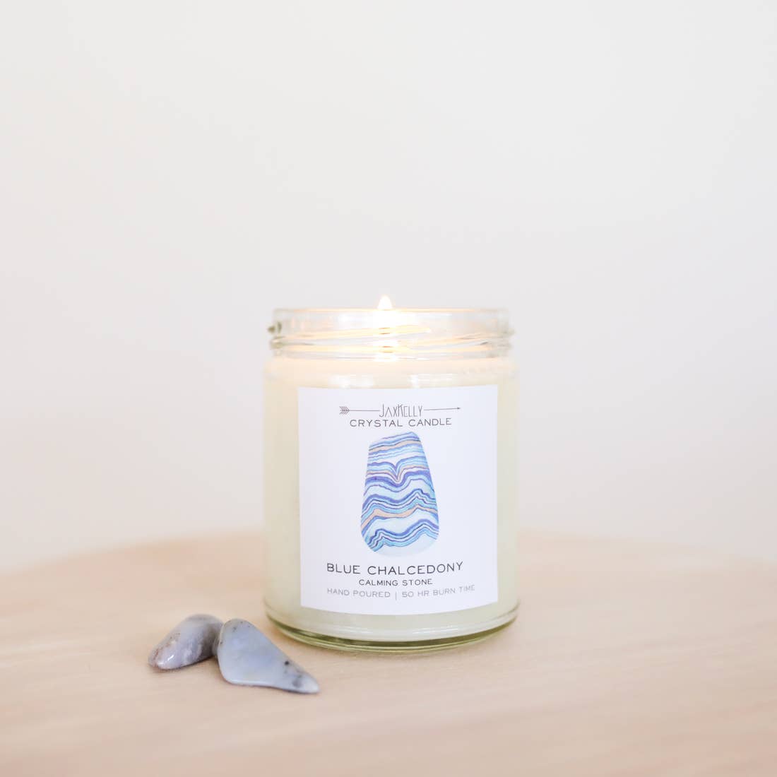 Blue Chalcedony Crystal Candle - Calming | 9oz