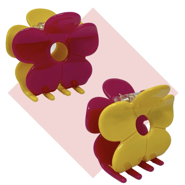 Colorblock Flower Hair Claw Clip