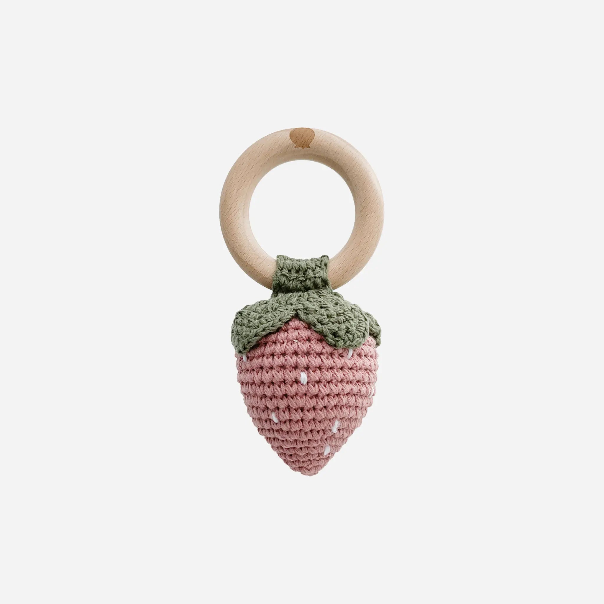Strawberry Cotton Crochet Rattle