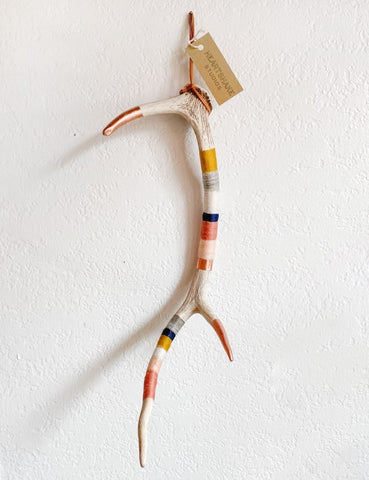 Made to Order Wool Wrapped Deer Antler with Copper - Mustard + Blush Medium Axis