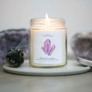 Amethyst Crystal Candle - Spiritual Growth & Healing | 9 oz