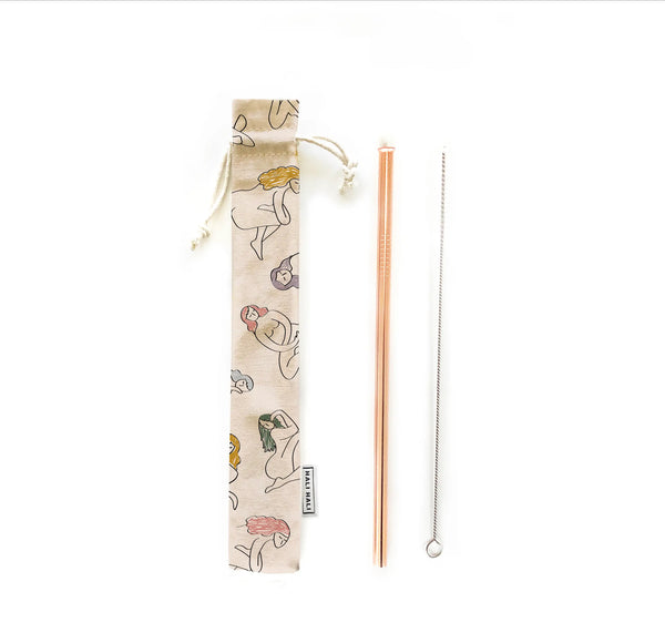 Reusable Straw Set with Pouch and Brush