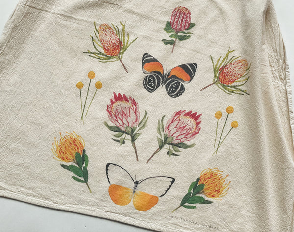 Protea Butterfly Tea Towel - Heartshake Studios