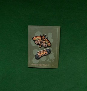 Isabella Tiger Moth & Woolly Bear Caterpillar Pin Set