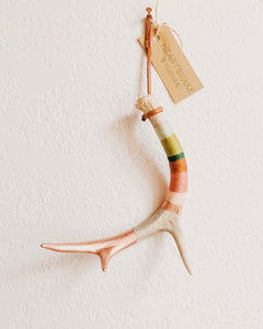 Made to Order Wool Wrapped Deer Antler with Copper - Blush + Green Small Whitetail