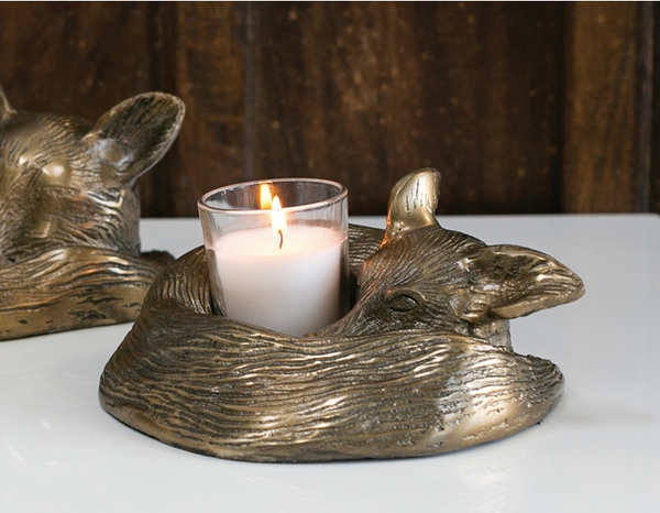 Brass Fox Candle Holder