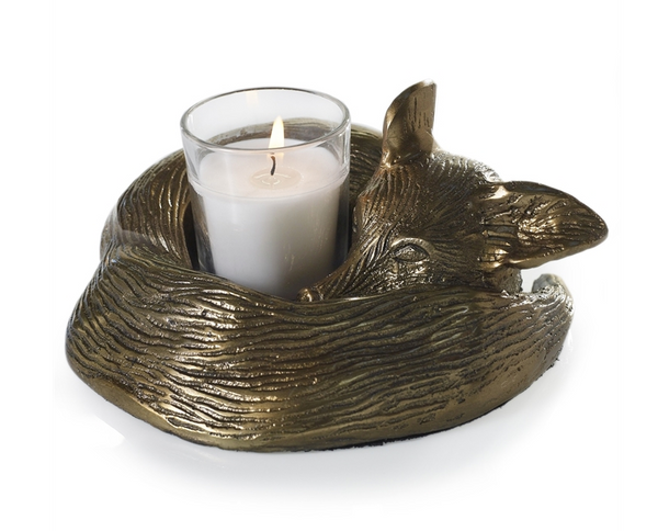 Brass Fox Candle Holder