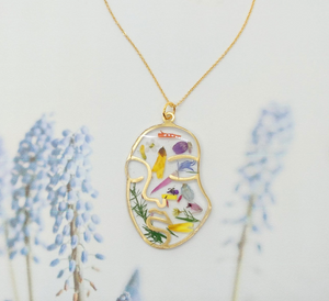 Pressed Flower Face Necklace