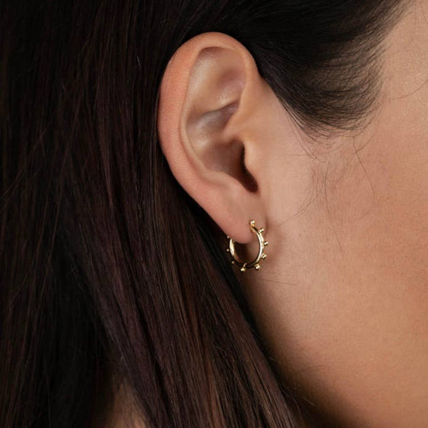 Beaded Golden Hoop Earrings