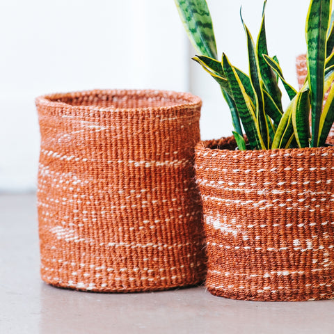 Orange Woven Rwanda Plant Basket