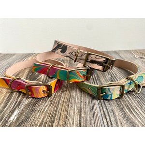 Marbled Leather Tie Dye Dog Collar