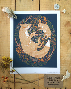 Fox and Hare Print by: Mustard Beetle