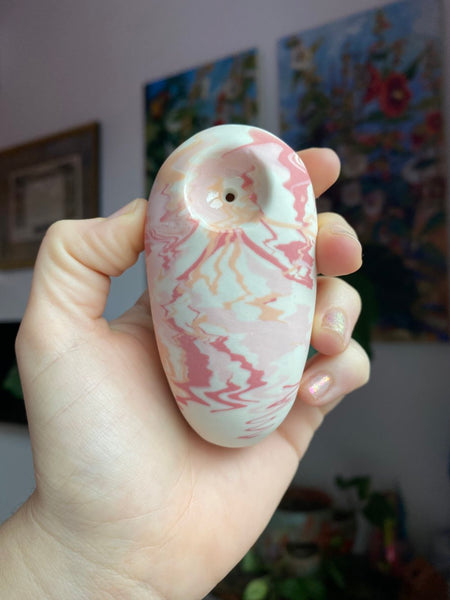 Marbled Porcelain Pebble Pipe