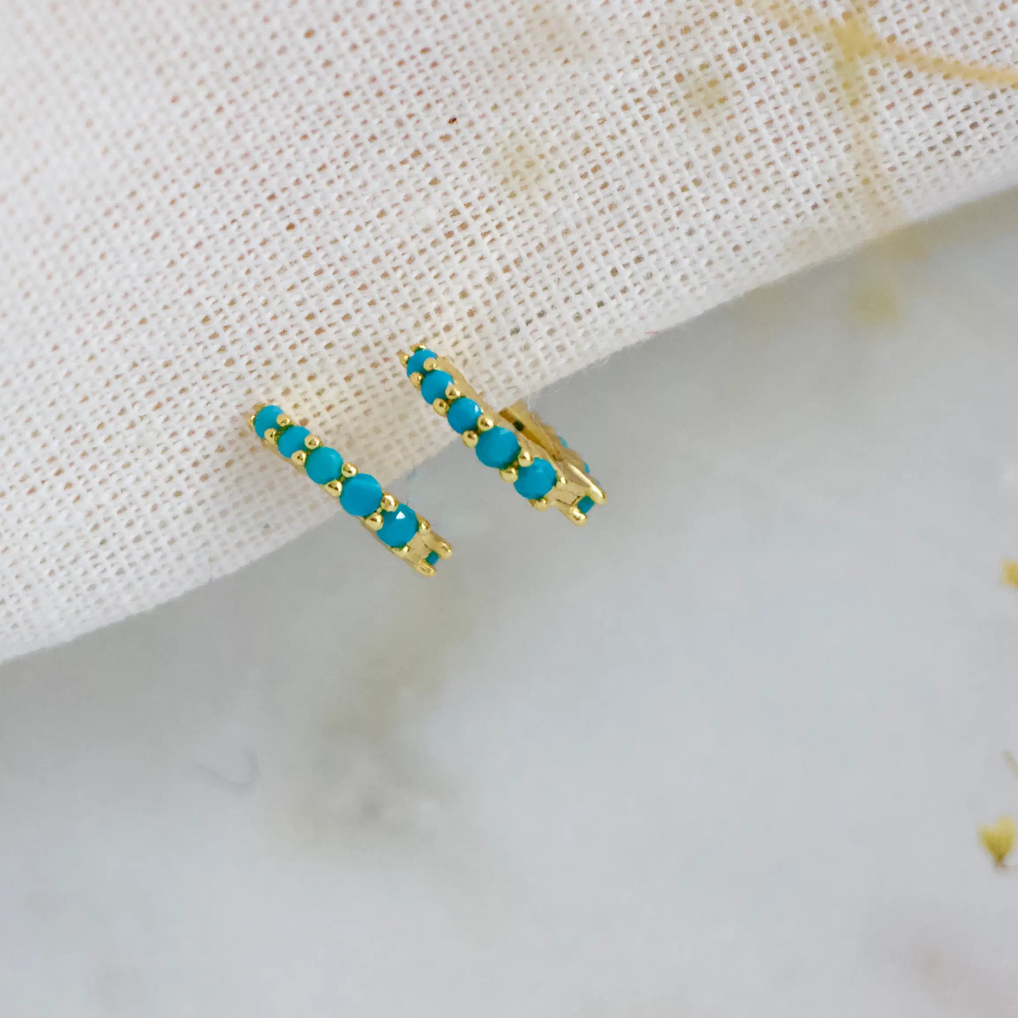 Turquoise Pave Hoop Earrings