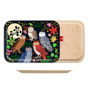Night Owls Birch Wood Tray